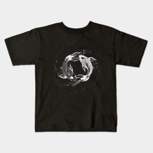 Two Koi Fish Celestial illustration with stars, galaxy Kids T-Shirt